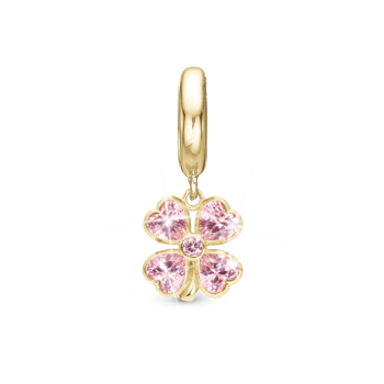 Christina Pink Heart charm – forgyldt sølv, 6 mm til Classic læderarmbånd