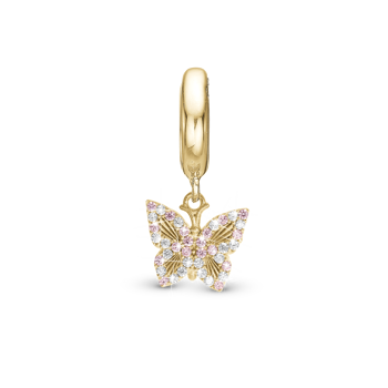 Christina Sparkling Butterfly charm – forgyldt sølv, 6 mm til Classic læderarmbånd