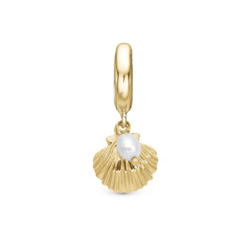 Christina Clam Shell charm – forgyldt sølv, 6 mm til Classic læderarmbånd