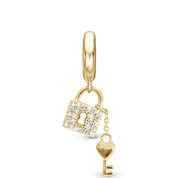 Christina Unlock My Heart charm – forgyldt sølv, 6 mm til Classic læderarmbånd