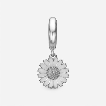 Christina Sparkling Marguerite charm – sølv, 4 mm til sølvarmbånd og Slim læder