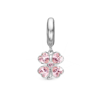 Christina Pink Heart charm – sølv, 6 mm til Classic læderarmbånd