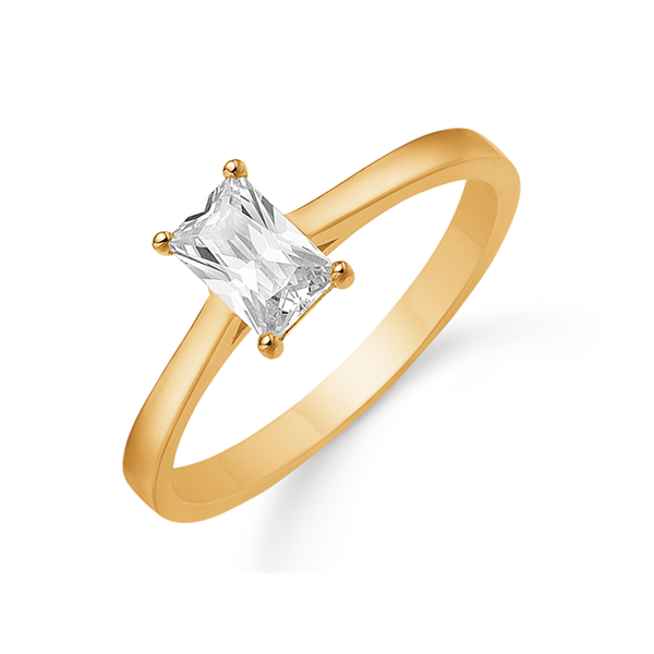 Ring i 8 karat guld med gul firkantet zirkonia – Støvring Design