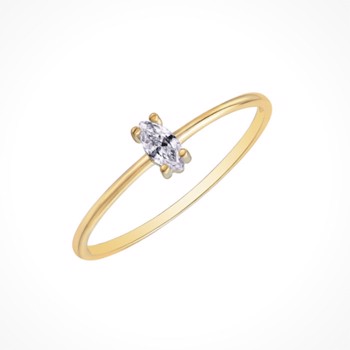 Ring i 8 karat guld med gul oval zirkonia i 4-grab fatning – Støvring Design
