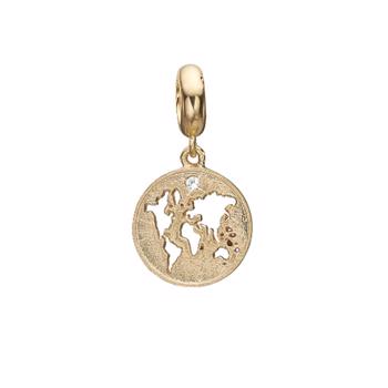 Christina The World Diamond charm – forgyldt sølv, 4 mm til sølvarmbånd og Slim læder
