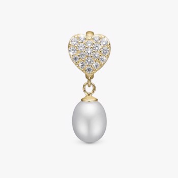 Christina Sparkling Heart charm – forgyldt sølv, 4 mm til sølvarmbånd og Slim læder