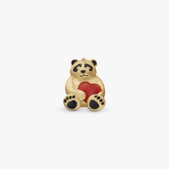 Christina Panda charm – forgyldt sølv, 4 mm til sølvarmbånd og Slim læder