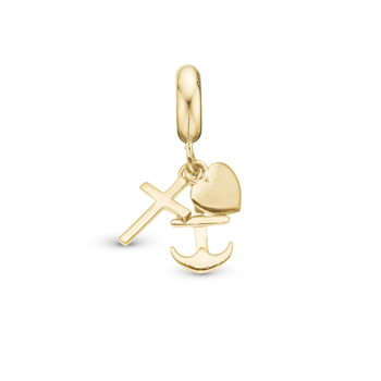 Christina Faith Hope and Love charm – forgyldt sølv, 4 mm til sølvarmbånd og Slim læder