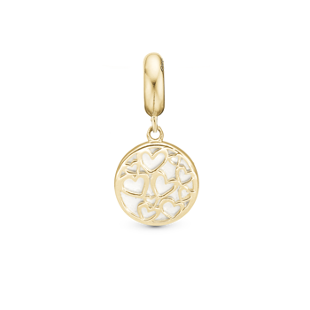 Christina Magic Hearts charm – forgyldt sølv, 4 mm til sølvarmbånd og Slim læder