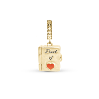 Christina Book of Love charm – forgyldt sølv, 4 mm til sølvarmbånd og Slim læder