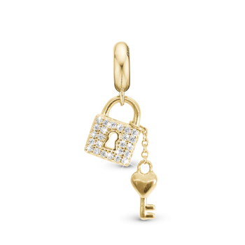 Christina Unlock My Heart charm – forgyldt sølv, 4 mm til sølvarmbånd og Slim læder