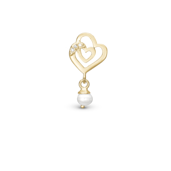 Christina Two Hearts charm – forgyldt sølv, 4 mm til sølvarmbånd og Slim læder