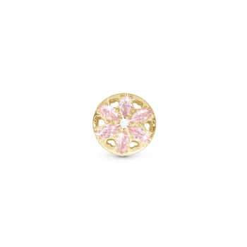 Christina Sparkling Pink Flower charm – forgyldt sølv, 4 mm til sølvarmbånd og Slim læder
