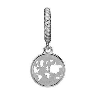 Christina Collect sølv verden medaljon charm til sølvarmbånd, The World med rustik overflade, model 623-S143