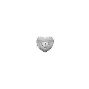 Christina Collect sølv matteret hjerte med blank hjerte charm til sølvarmbånd, Petite Be Mine med rustik overflade, model 623-S160