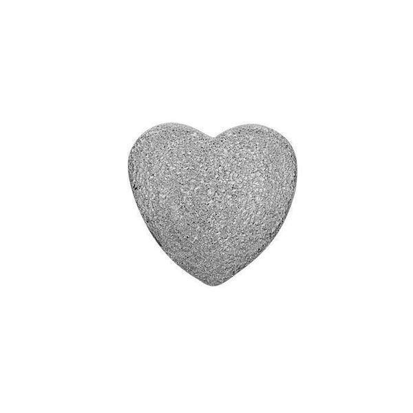 Christina Collect sølv hjerte charm til sølvarmbånd, Petite Shiny Love med rustik overflade, model 623-S161