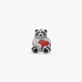 Christina Panda charm – sølv, 4 mm til sølvarmbånd og Slim læder