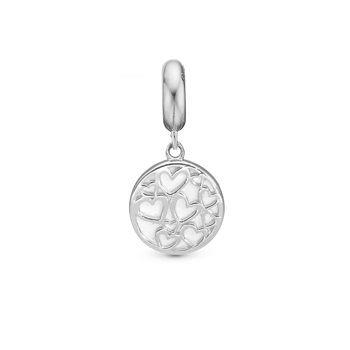 Christina Magic Hearts charm – sølv, 4 mm til sølvarmbånd og Slim læder