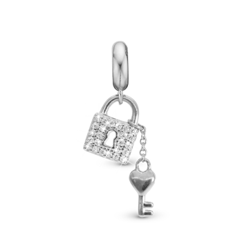 Christina Unlock My Heart charm – sølv, 4 mm til sølvarmbånd og Slim læder
