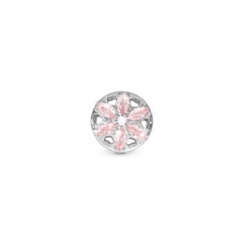 Christina Sparkling Pink Flower charm – sølv, 4 mm til sølvarmbånd og Slim læder