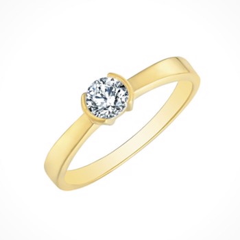 Ring i 8 karat guld med gul zirkonia – Støvring Design