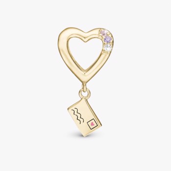 Christina A Love Letter Pendant charm – forgyldt sølv, 6 mm til Classic læderarmbånd