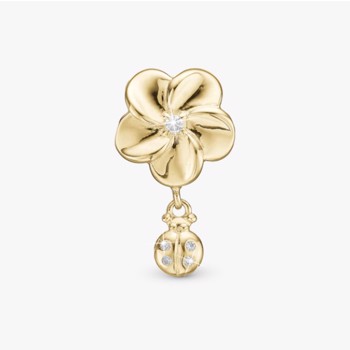 Christina Flower Ladybird charm – forgyldt sølv, 6 mm til Classic læderarmbånd