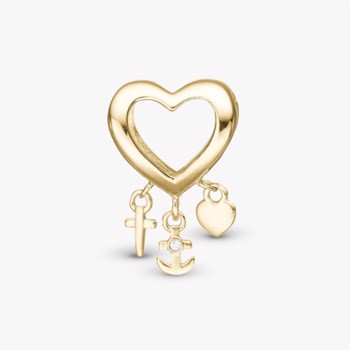 Christina My Faith Hope and Love charm – forgyldt sølv, 4 mm til sølvarmbånd og Slim læder