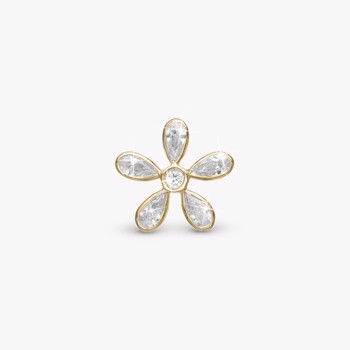 Christina Magic Flower White charm – forgyldt sølv, 6 mm til Classic læderarmbånd