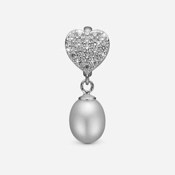 Christina Sparkling Heart Charm charm – sølv, 6 mm til Classic læderarmbånd