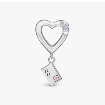 Christina A Love Letter Pendant charm – sølv, 6 mm til Classic læderarmbånd