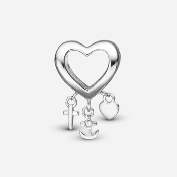 Christina My Faith Hope and Love charm – sølv, 4 mm til sølvarmbånd og Slim læder