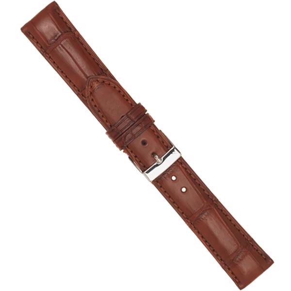 Urrem i cognac farvet ægte polstret alligator, 20 mm – urrem fra Houmann