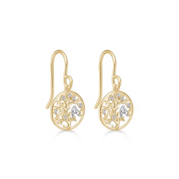 Ørehængere i 8 karat guld med zirkonia, 10,8 x 9,4 mm – Støvring Design