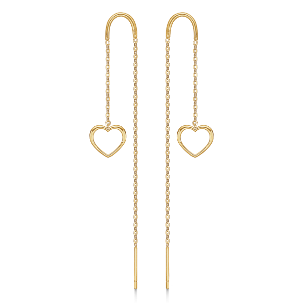 Smukke 8 kt guld ørehænger med hjerte og kæde fra Støvring Design