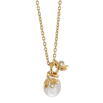 Rabinovich Adorable Lace collier i forgyldt sterling sølv med ferskvandsperle og zirkonia