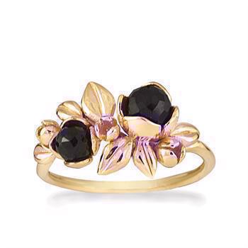 Rabinovich Inner Secret fingerring i forgyldt sterling sølv med sort spinel