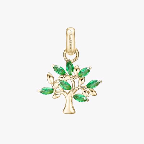 Family Tree of Green Life vedhæng i forgyldt sølv fra Christina Jewelry