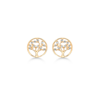 Ørestikker i 14 karat guld med gul zirkonia, Ø8 mm – Støvring Design