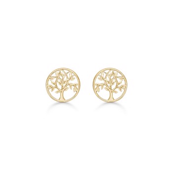 Ørestikker i 14 karat guld med livets træ, Ø 6,7 mm – Støvring Design