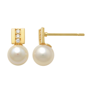 Ørestikker i 14 karat guld med perle, 9 x 3 mm – Støvring Design