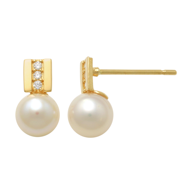 Ørestikker i 14 karat guld med perle, 9 x 3 mm – Støvring Design