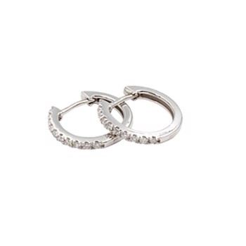 L&G knæk creol 14 karat hvidguld med 0,10ct brillant 12,5 x 1,5 mm