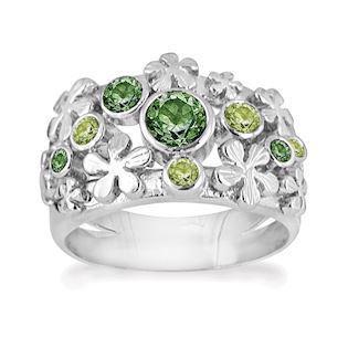 Rabinovich Primrose fingerring i sterling sølv med peridot og kvarts