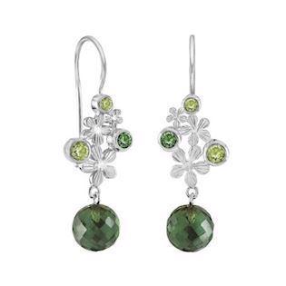 Rabinovich Primrose ørehængere i sterling sølv med peridot og grøn kvarts