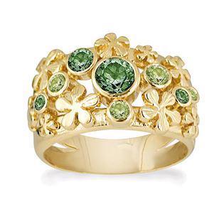 Rabinovich Primrose fingerring i forgyldt sterling sølv med peridot og kvarts