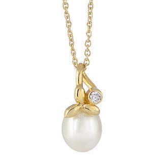 Rabinovich Rain Drop collier i forgyldt sterling sølv med ferskvandsperle og zirkonia