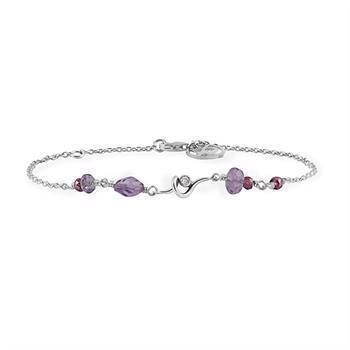 Rabinovich Colorful Twist armbånd i sterling sølv med ametyst og granat