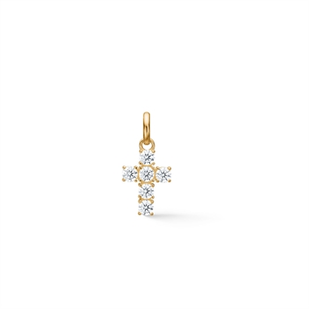 Guldvedhæng - kors med zirkonia - 8 kt.