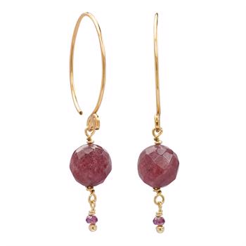 Rabinovich Lovely creoler i forgyldt sterling sølv med ruby jade og granat